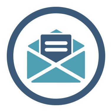 Açık posta yuvarlak düz mavi ve mavi renkler vektör simgesi