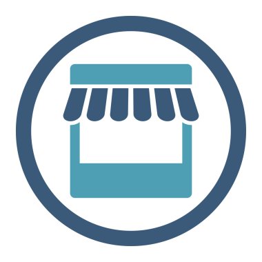 Mağaza yuvarlak düz mavi ve mavi renkler vektör simgesi