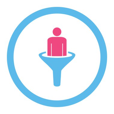 Satış Huni yuvarlak düz pembe ve mavi renkler vektör simgesi