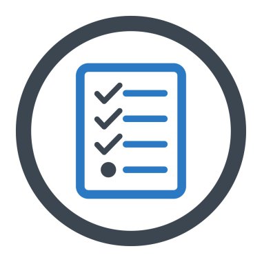 Vektör simgesi denetim listesi düz düz mavi renkler yuvarlak