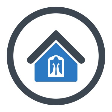 Ev düz düz mavi renkler yuvarlak vektör simgesi