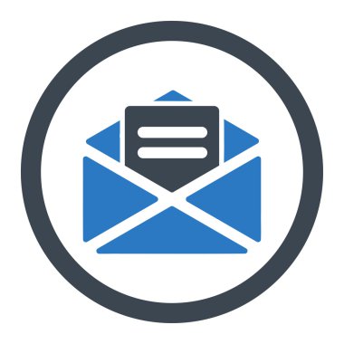 Açık posta düz düz mavi renk vektör simge yuvarlak