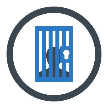 Hapishane düz düz mavi renk vektör simge yuvarlak