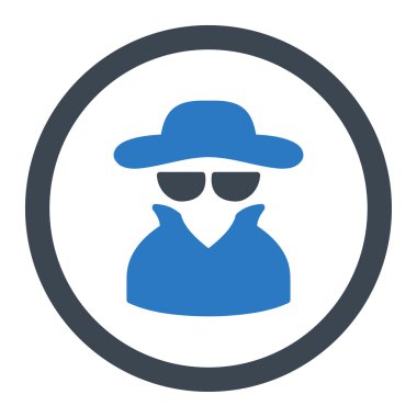 Casus yuvarlak düz düz mavi renk vektör simgesi