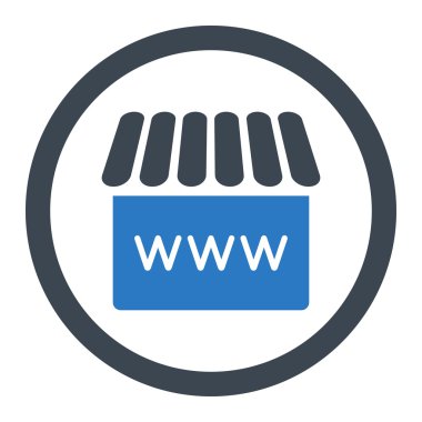Vektör simge webstore düz düz mavi renkler yuvarlak