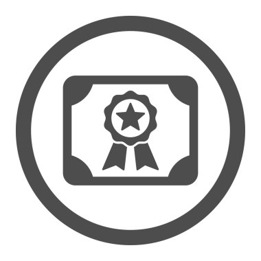 Sertifika düz gri yuvarlak renkli vektör simgesi