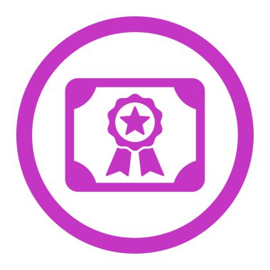 Sertifika düz mor yuvarlak renkli vektör simgesi