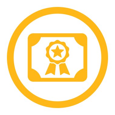 Sertifika düz sarı yuvarlak renkli vektör simgesi