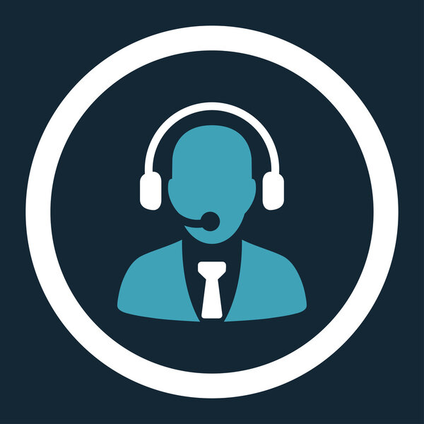 Значок call-центра плоского сине-белого цвета
