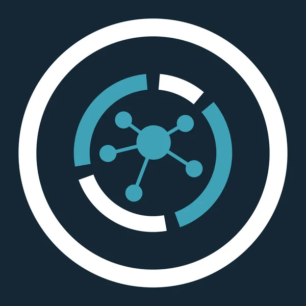 Connections diagram flat blue and white colors rounded vector icon — ストックベクタ