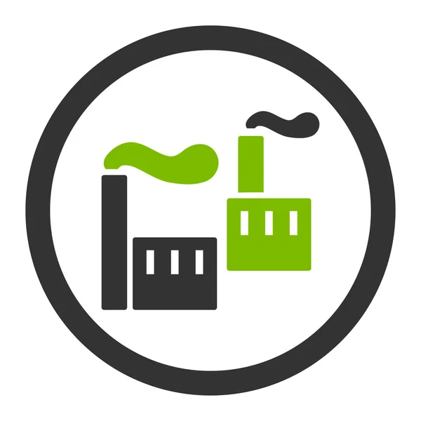 Průmysl byt eco zelené a šedé barvy zaoblené vektorové ikony — Stockový vektor