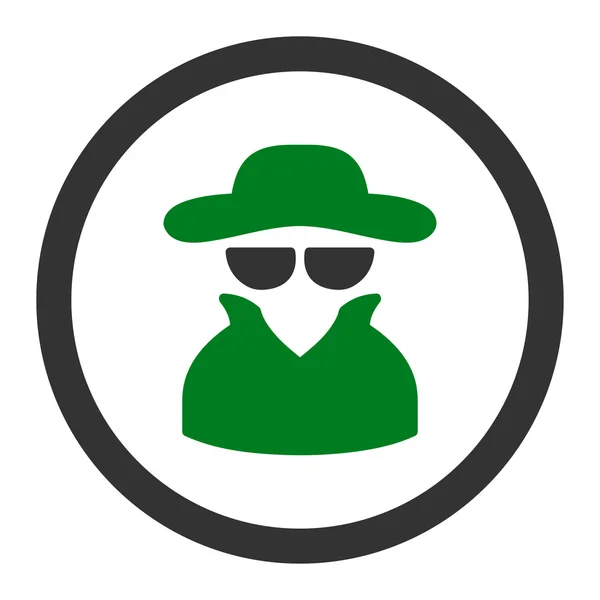 Espía plana verde y gris colores redondeados vector icono — Archivo Imágenes Vectoriales