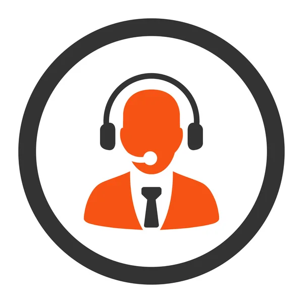 Call center naranja plana y gris colores redondeados icono de vector — Vector de stock