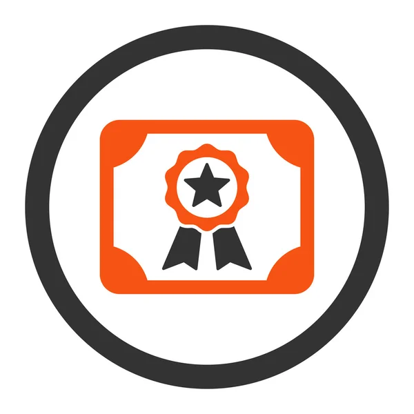 Certificate flat orange and gray colors rounded vector icon — Stockový vektor