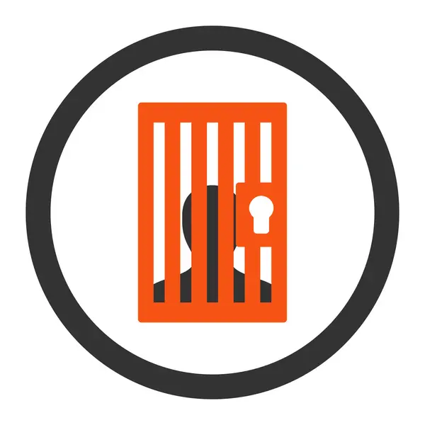 Prison flat orange and gray colors rounded vector icon — Stock Vector