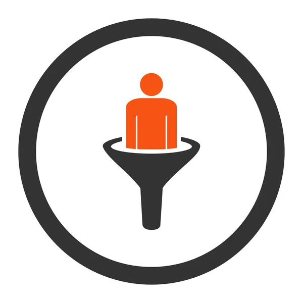 Sales funnel flat orange and gray colors rounded vector icon — Wektor stockowy