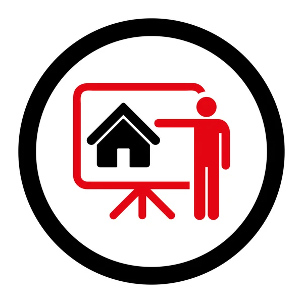 Realtor platte intensieve rode en zwarte kleuren afgeronde vector pictogram — Stockvector