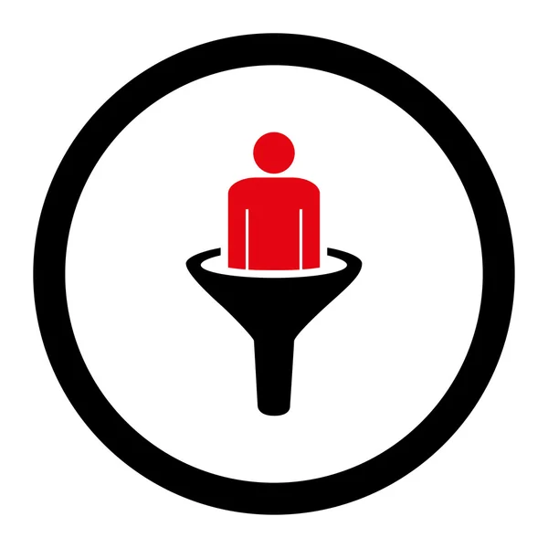 Embudo de ventas intensivo plano rojo y negro colores redondeados vector icono — Vector de stock
