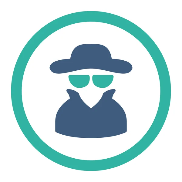 Spy flat cobalt and cyan colors rounded vector icon — Stock vektor