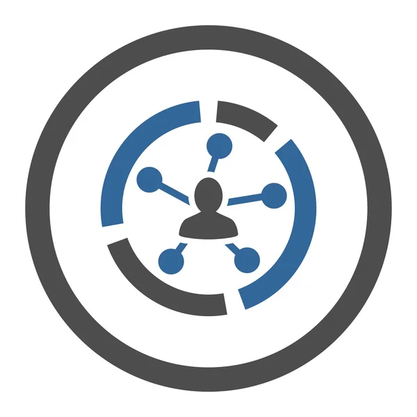 Schema delle relazioni cobalto piatto e colori grigi icona vettoriale arrotondata — Vettoriale Stock