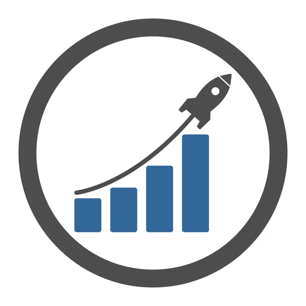Startup ventas planas de cobalto y colores grises redondeados vector icono — Vector de stock