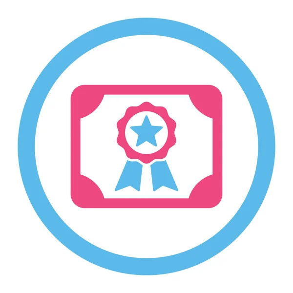 Сертификат плоский розовый и синий цвета округлые векторные значок — стоковый вектор