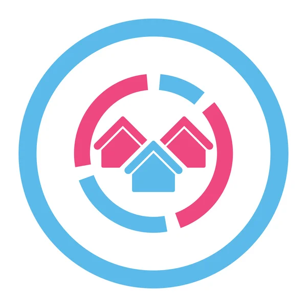 Realty diagrama plana rosa e azul cores arredondadas vetor ícone —  Vetores de Stock