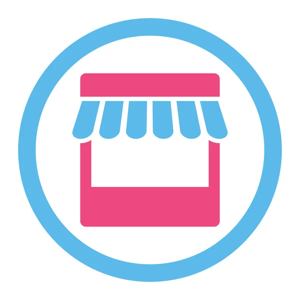 Tienda plana de color rosa y azul icono vector redondeado — Vector de stock