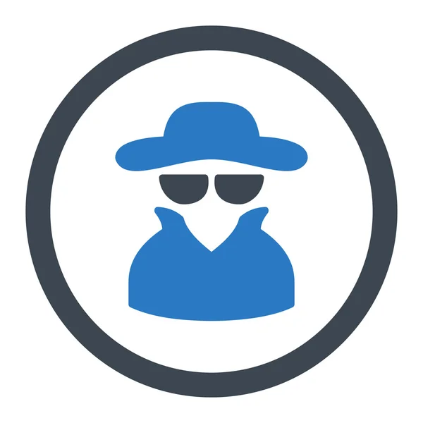 Espía plana lisa azul colores redondeados vector icono — Vector de stock