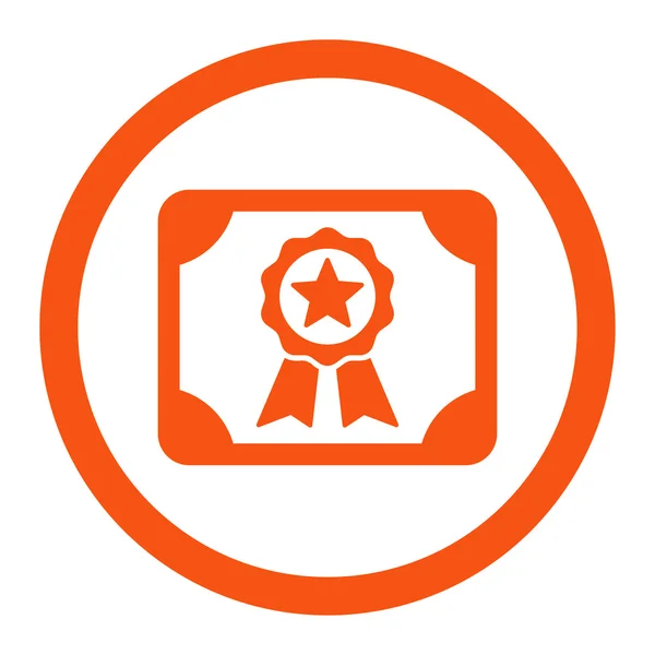 Certificaat plat oranje kleur afgerond vector pictogram — Stockvector