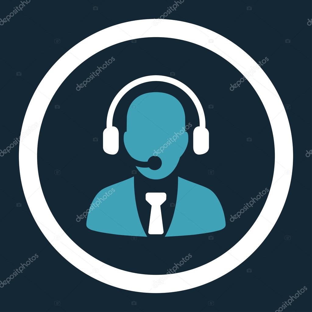 Call center flat blue and white colors rounded vector icon