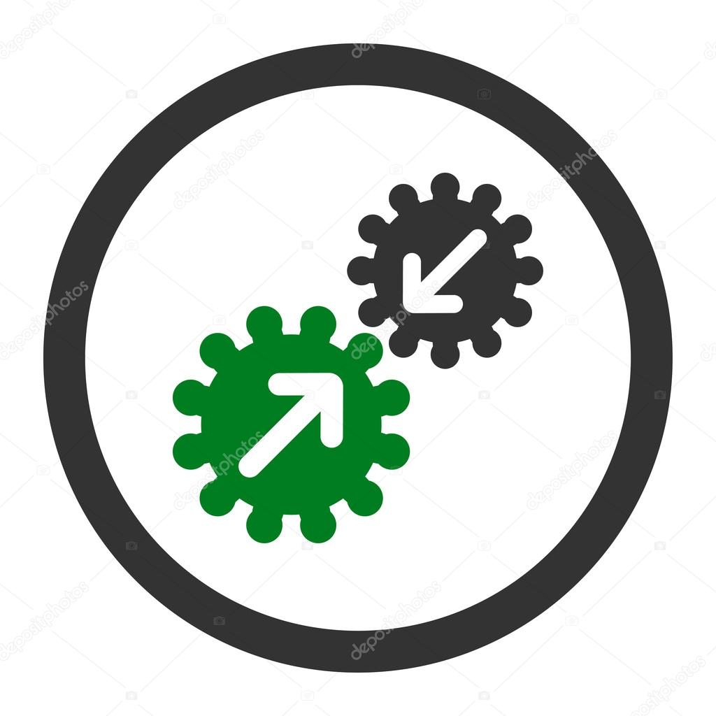 Integration flat green and gray colors rounded vector icon
