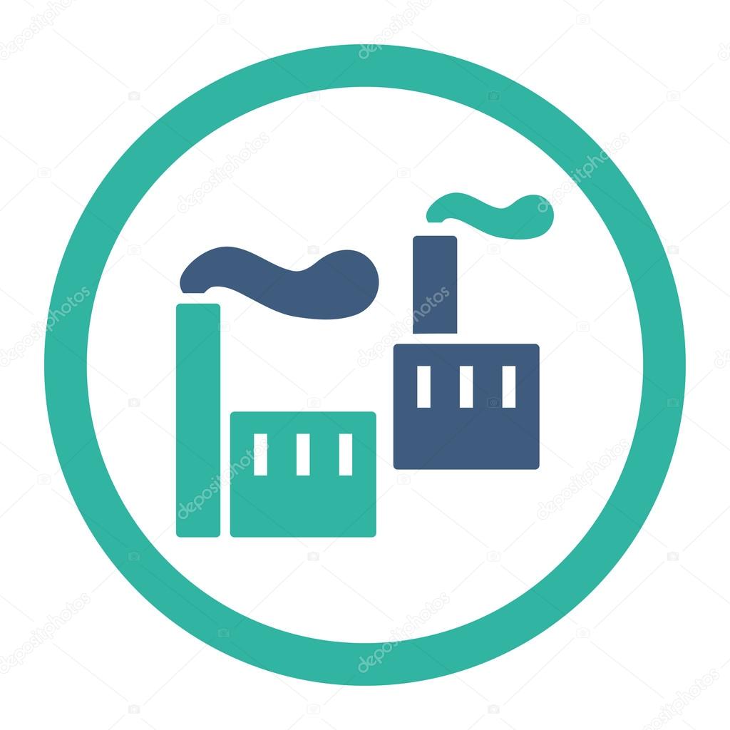 Industry flat cobalt and cyan colors rounded vector icon