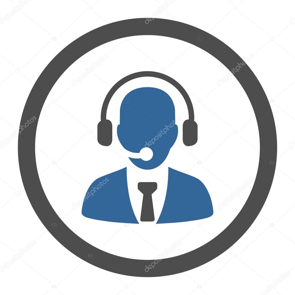 Call center flat cobalt and gray colors rounded vector icon