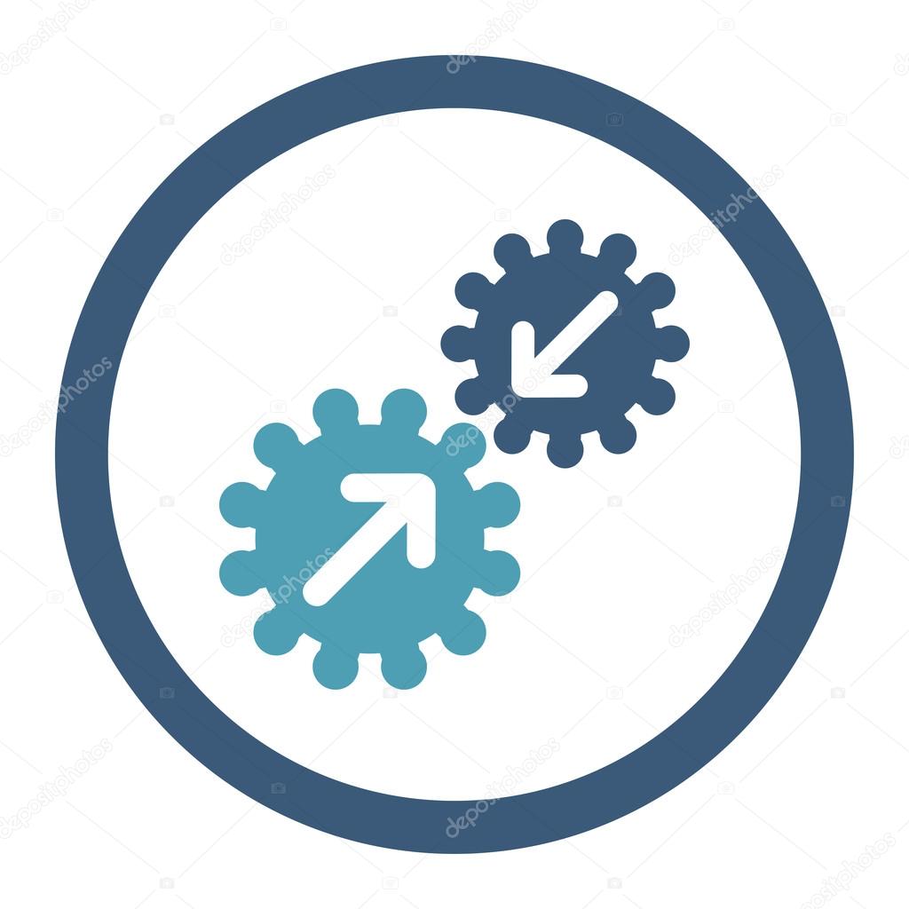 Integration flat cyan and blue colors rounded vector icon