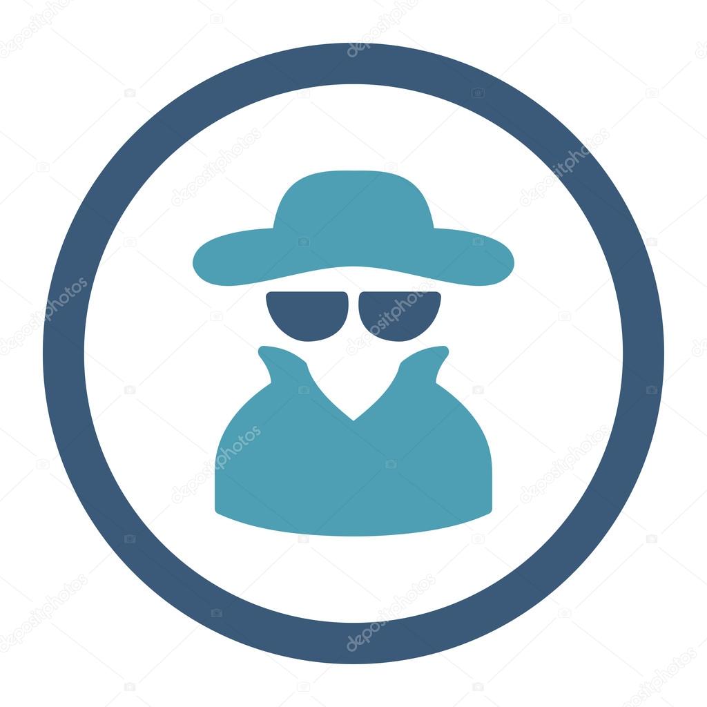 Spy flat cyan and blue colors rounded vector icon