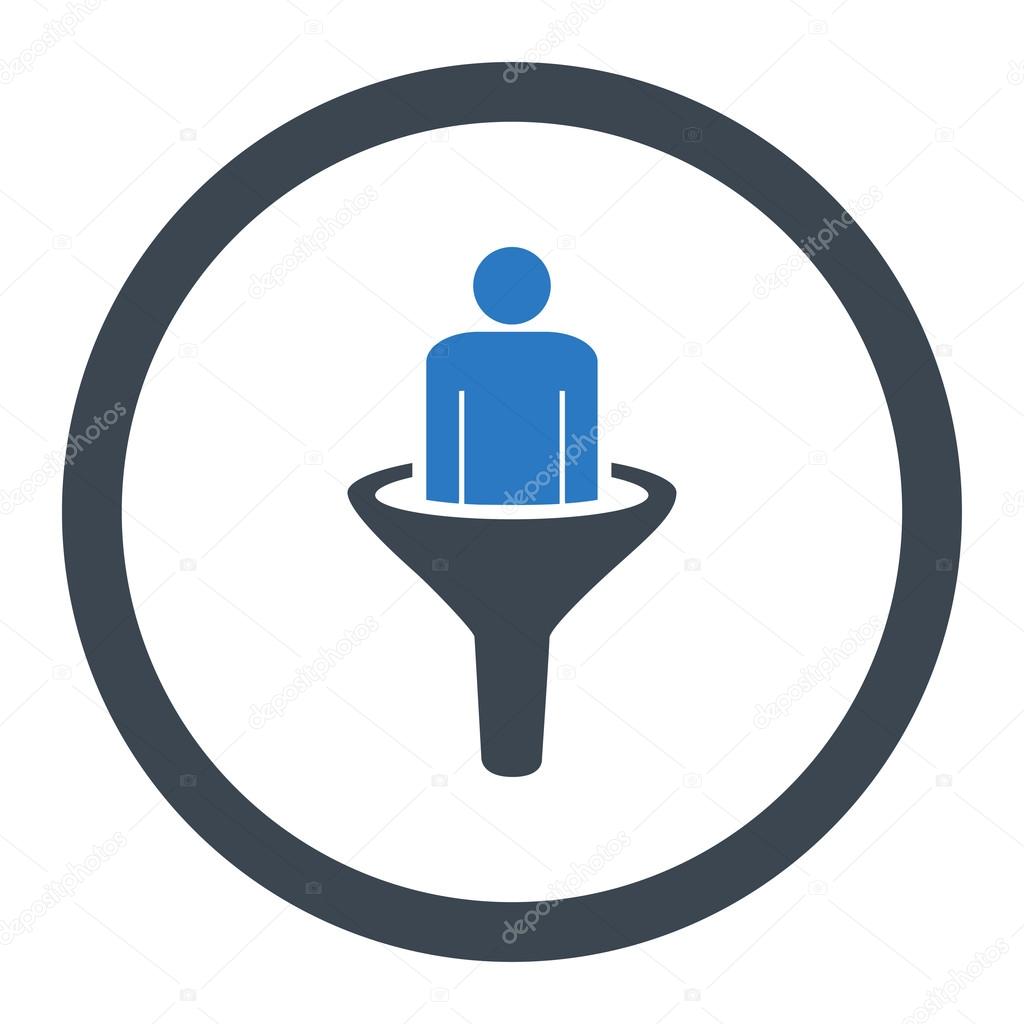 Sales funnel flat smooth blue colors rounded vector icon