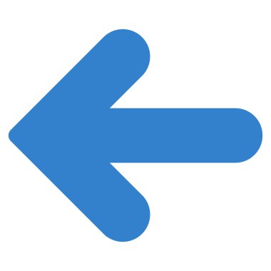 Ok sol düz kobalt renk simgesi