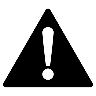 Warning flat black color icon