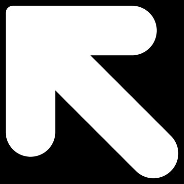 Ok yukarı sol düz beyaz renk simgesi