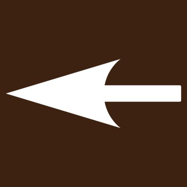 Keskin sol ok düz beyaz renk simgesi