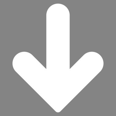 Ok aşağı düz beyaz renk simgesi