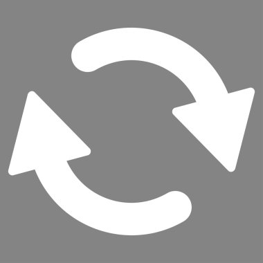 Yenileme düz beyaz renk simgesi