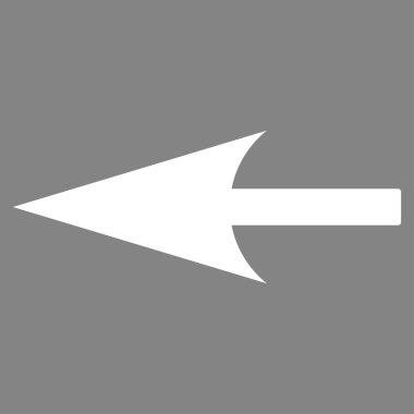 Keskin sol ok düz beyaz renk simgesi