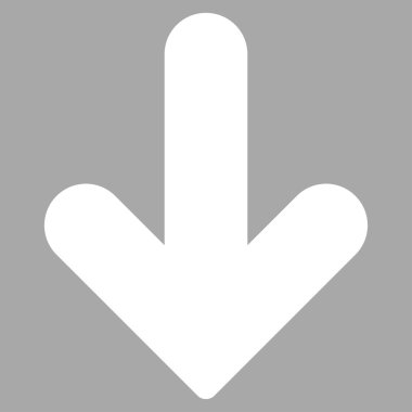 Ok aşağı düz beyaz renk simgesi