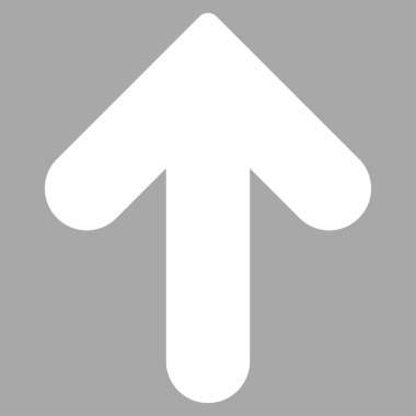 Ok yukarı düz beyaz renk simgesi