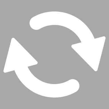 Yenileme düz beyaz renk simgesi