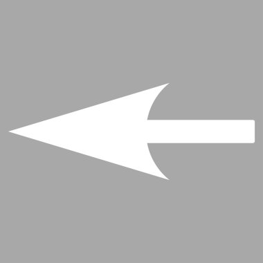 Keskin sol ok düz beyaz renk simgesi