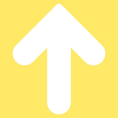 Ok yukarı düz beyaz renk simgesi