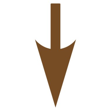 Sharp Down Arrow flat brown color icon